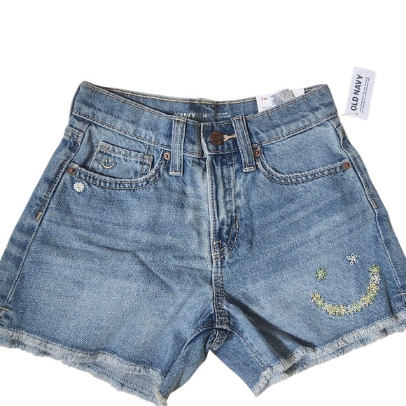 BNWT Size 10 GIRL Old Navy Blue Jean Shorts Distressed Cut-Off Style, High Rise - Picture 1 of 7